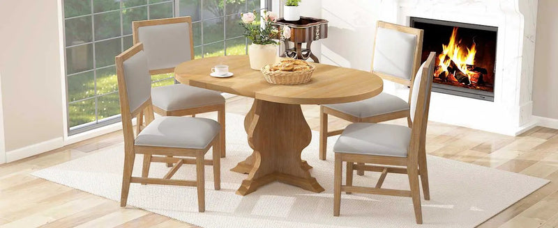 TREXM Farmhouse 5-Piece Dining Table Set by HouseOfZazla
