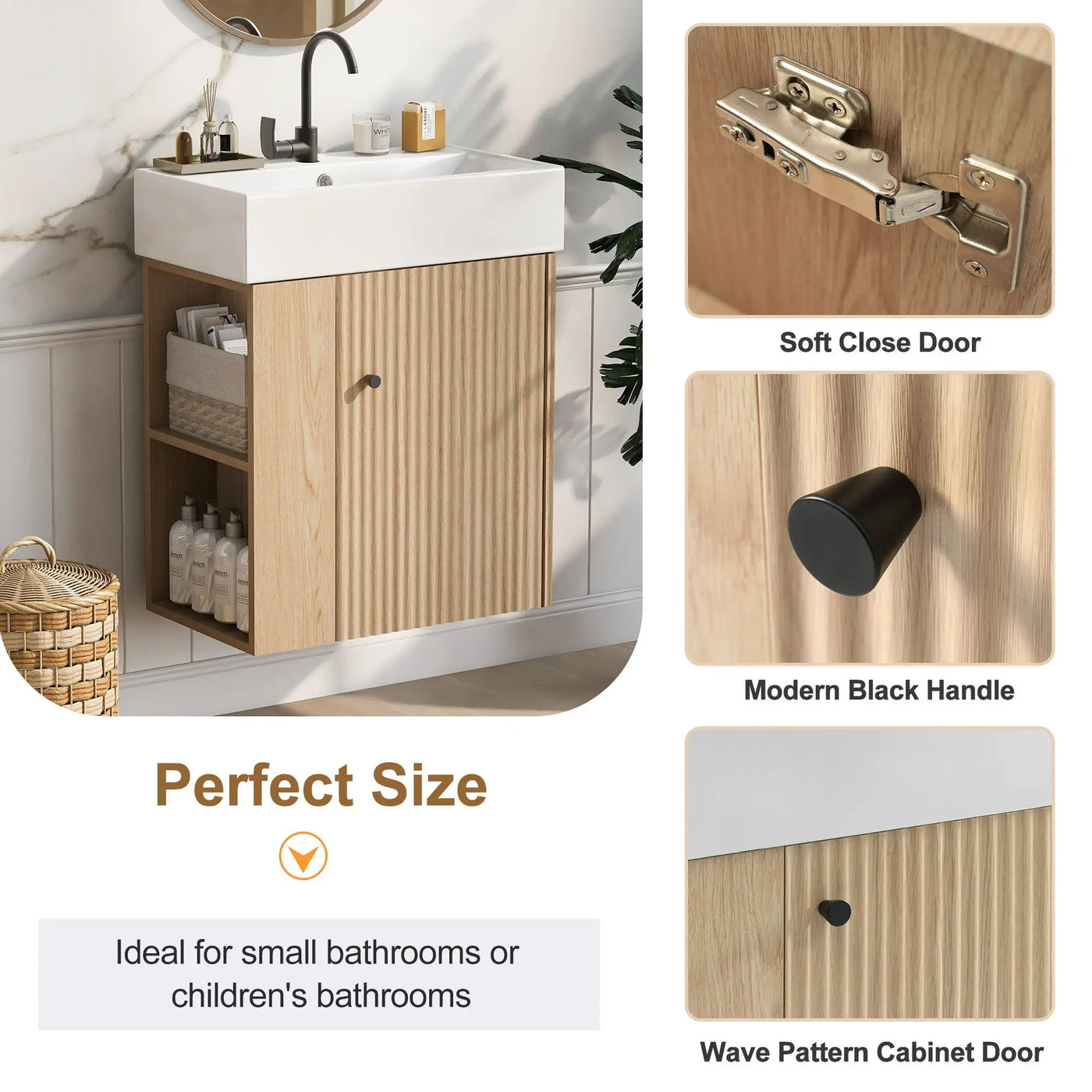Modern Floating Bathroom Vanity With Ceramic Basin Perfect For Small Bathrooms by Unique Piece Furniture