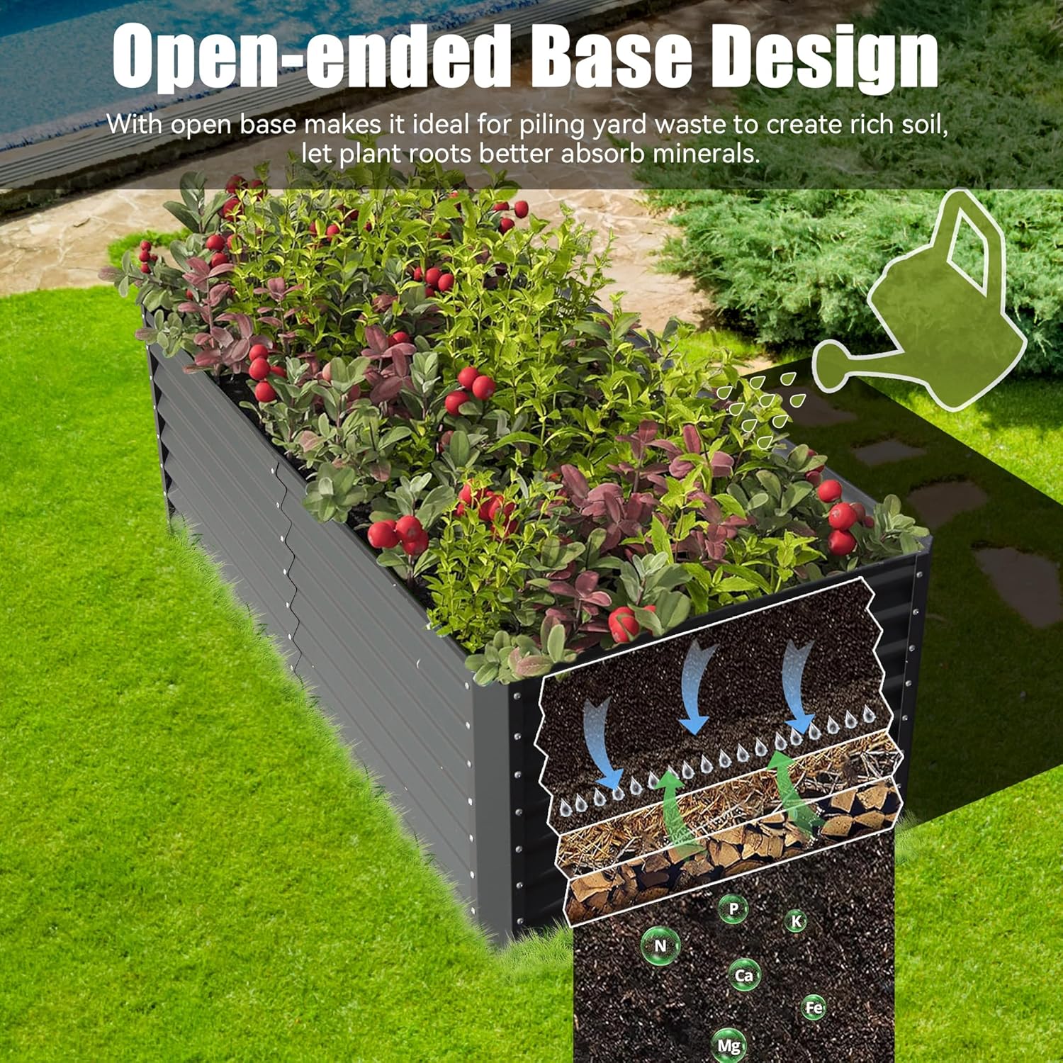 8×4×1.5 ft Galvanized Raised Garden Bed by HouseOfZazla