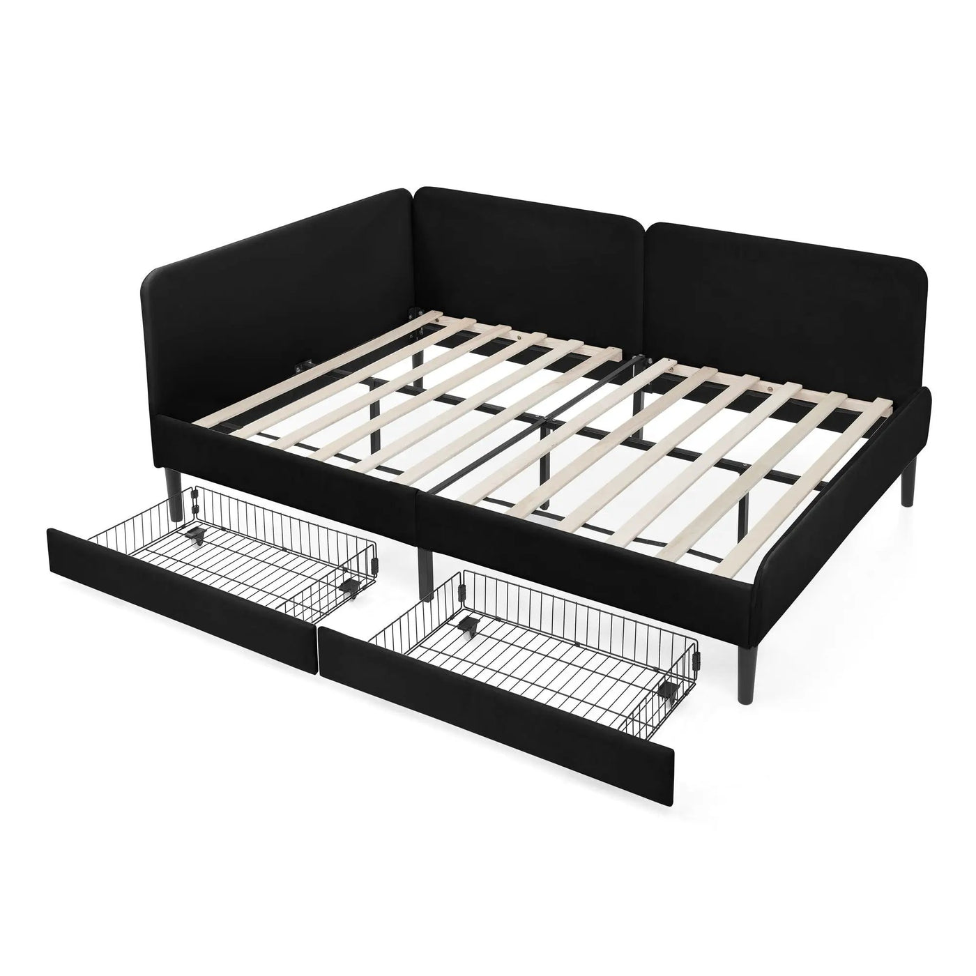 Upholstered Platform Bed Frame With 2 Storage Drawers And Adjustable Sofa Bed by Unique Piece Furniture