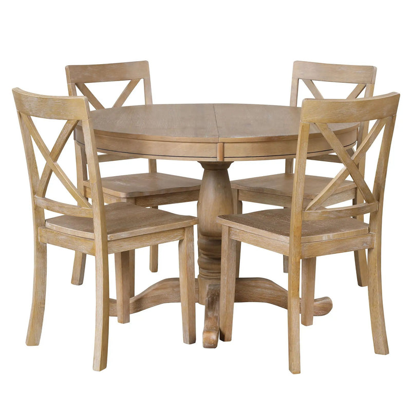Modern Dining Table Set For 4, Round Table And 4 Kitchen Room Chairs, 5 Piece Kitchen Table Set For Dining Room, Dinette, Breakfast Nook by HouseOfZazla