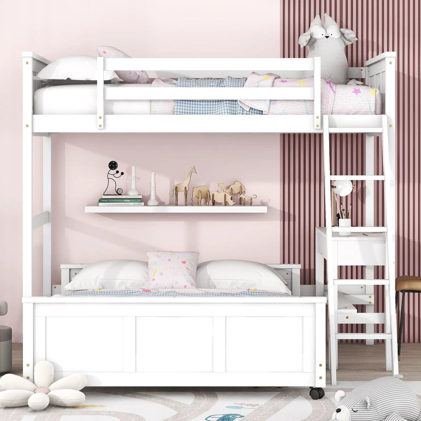 Full Over Full Bunk Bed With Desk by Unique Piece Furniture
