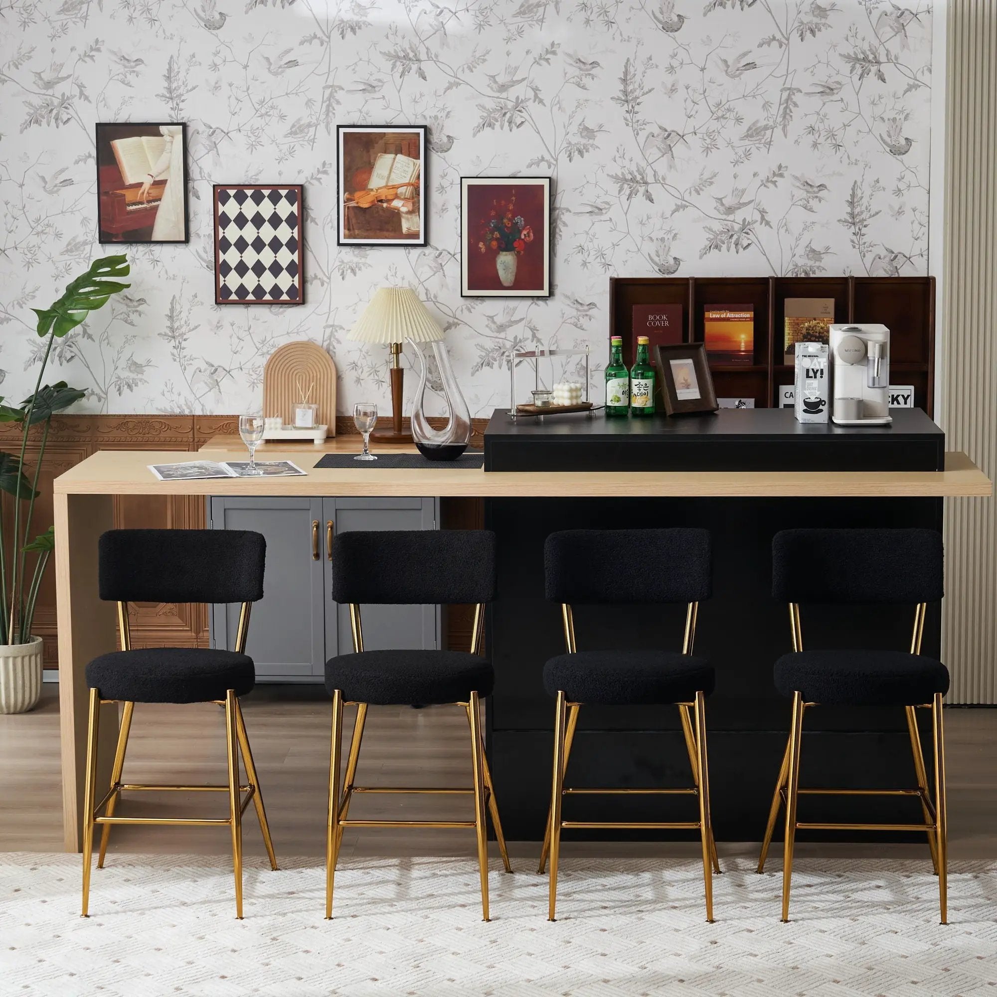 Modern Teddy Fabric Upholstered Bar Stools by HouseOfZazla