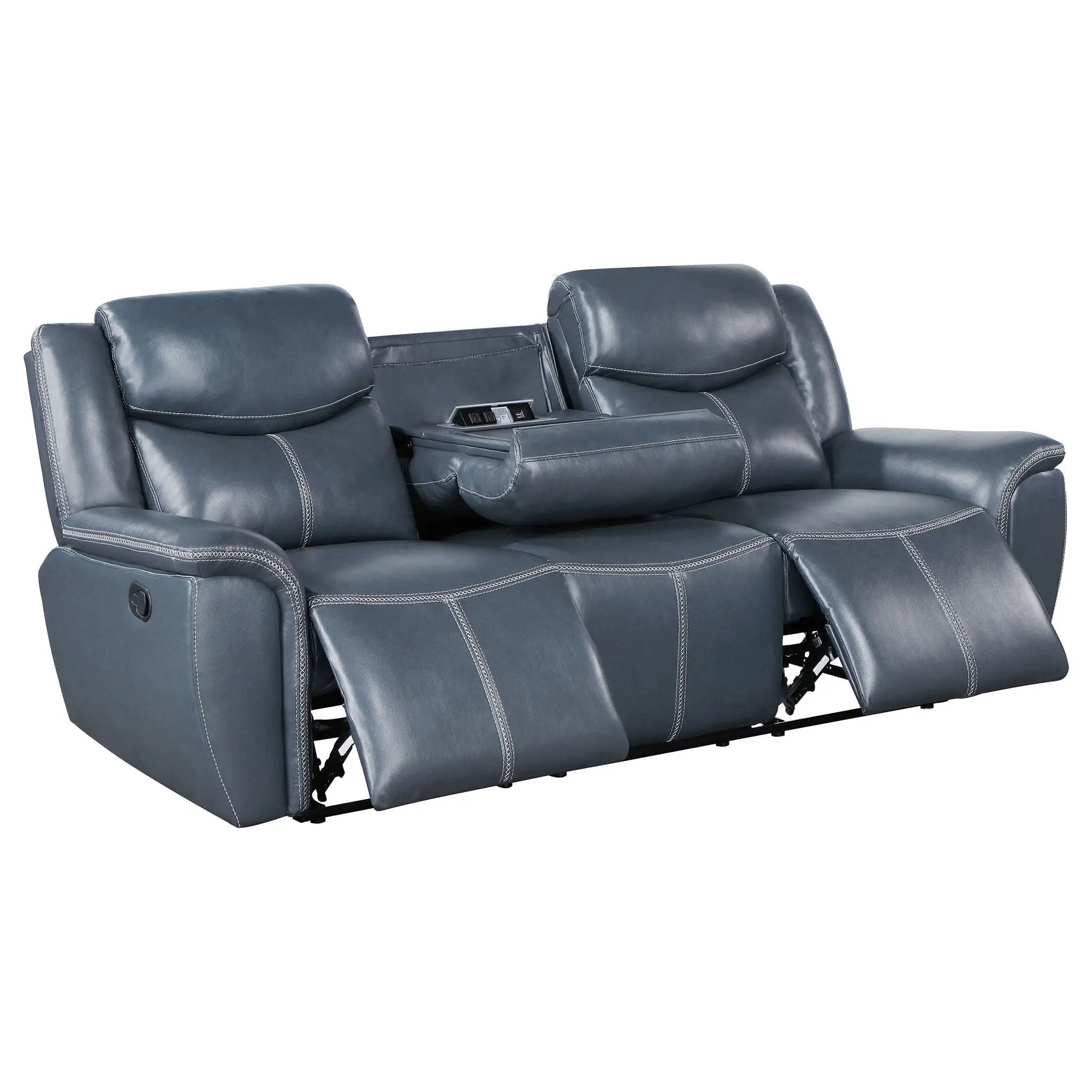 Sloane 2-piece Upholstered Reclining Sofa Set Blue by Unique Piece Furniture