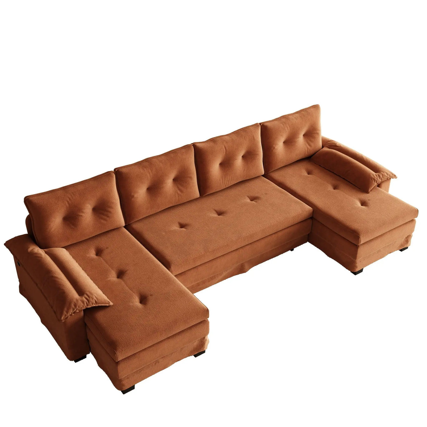 U-Shaped Sleeper Sofa With Pull Out Bed, Removable Armrests & USB Ports For Living Room by HouseOfZazla