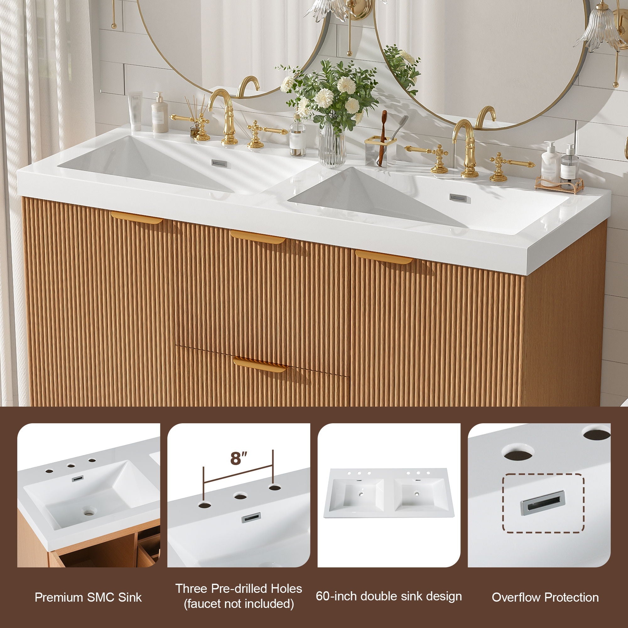 Modern Wall Mounted Bathroom Vanity, Soft Close Doors by Unique Piece Furniture