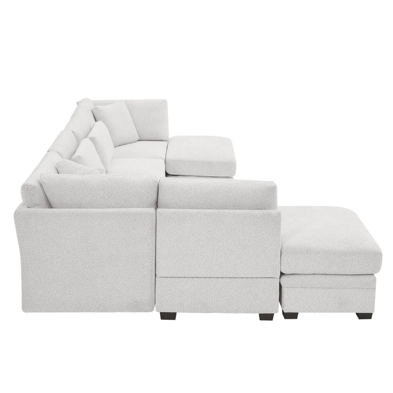 7-Piece Reversible Modular Corner Sectional Sofa - Beige by HouseOfZazla