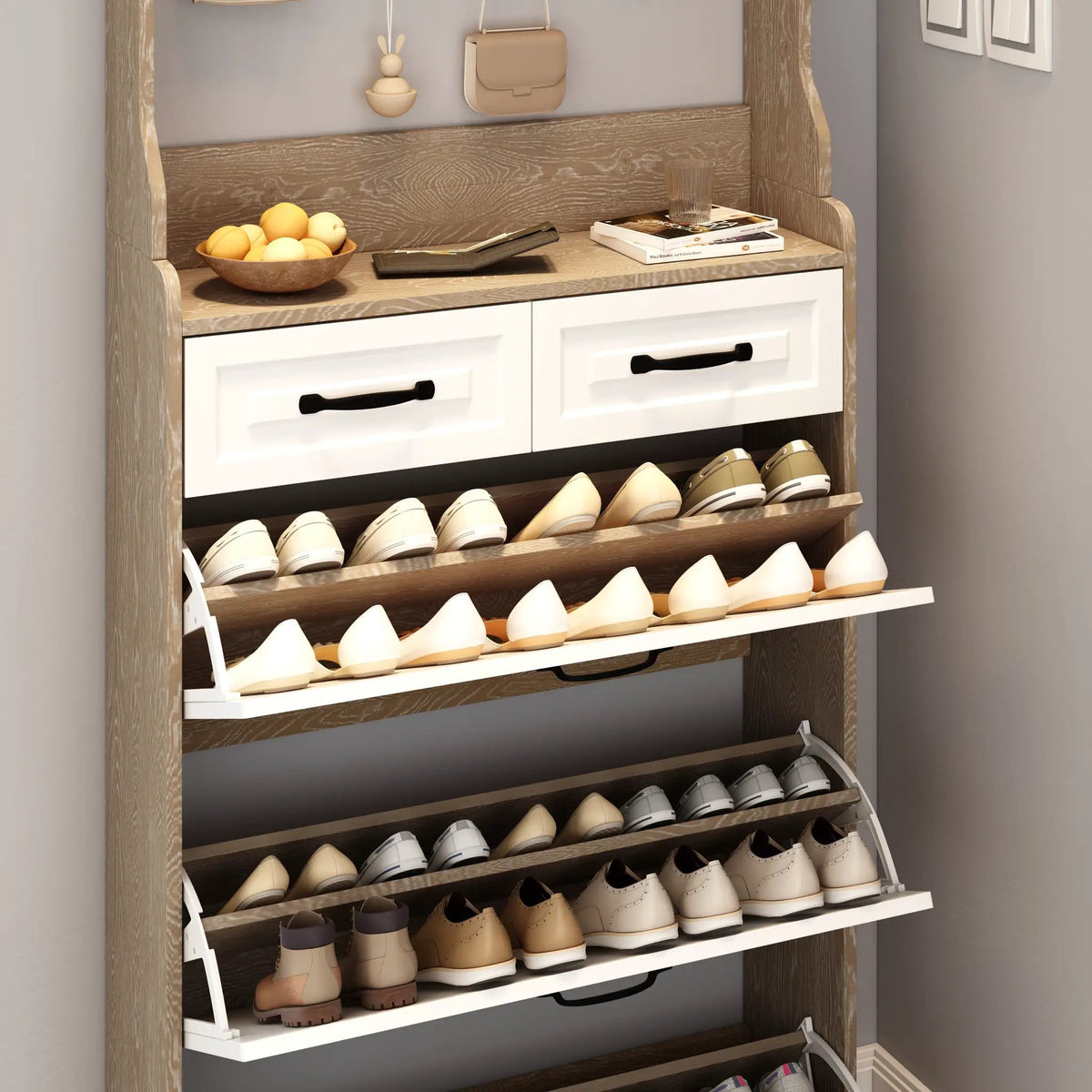 Premium Shoe Cabinet with Drop-Down Doors by HouseOfZazla