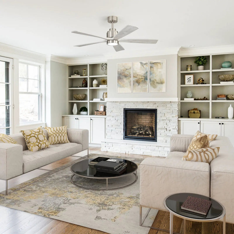 Ultra Quiet Reversible Ceiling Fan With Light Dimmable LED For Large Room - Brushed Nickel by Unique Piece Furniture