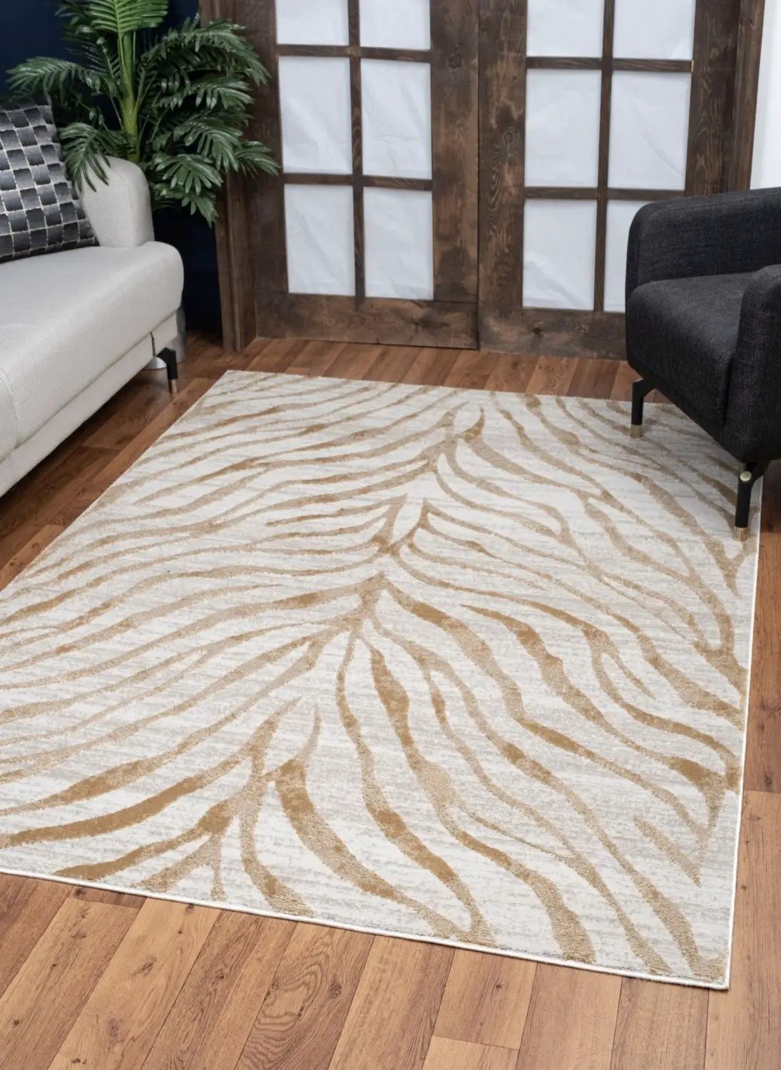 Elegance - 5'3" X 7'3" Area Rug - Gold by HouseOfZazla