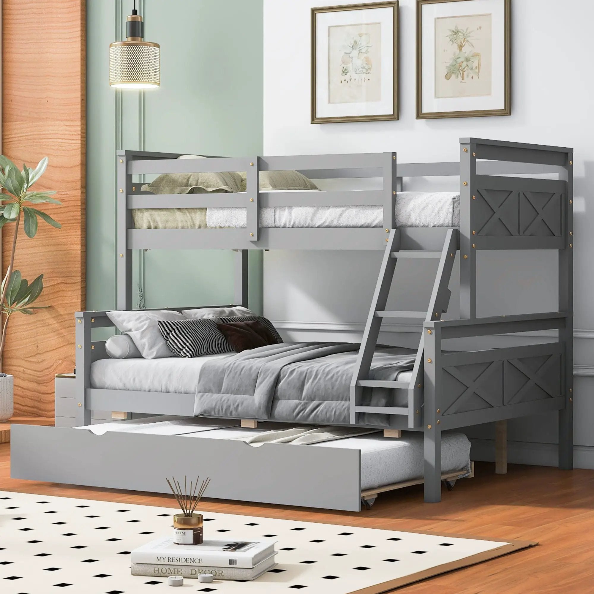 Bunk Bed With Ladder And Safety Guardrail by Unique Piece Furniture