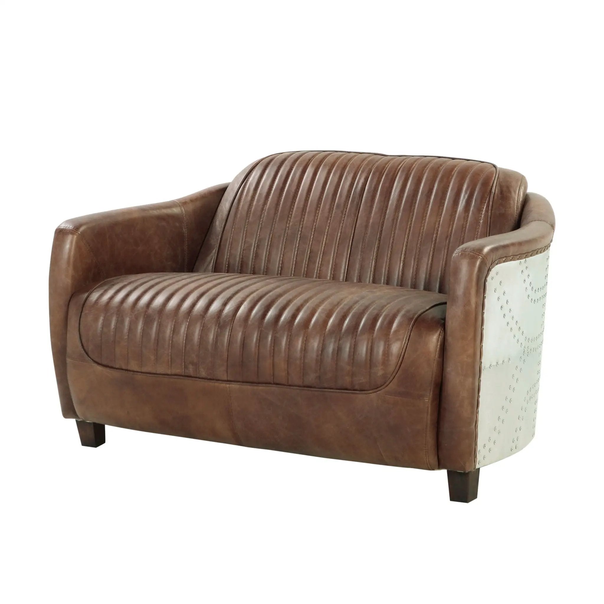 Brancaster Grain Leather Loveseat - Brown by HouseOfZazla