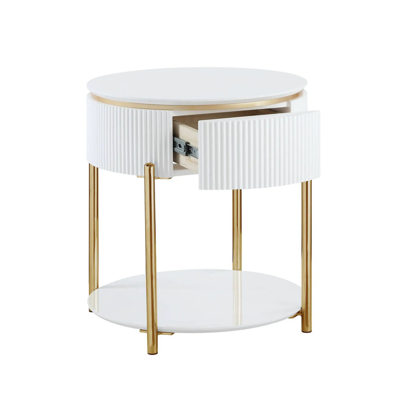 Daveigh - High Gloss End Table - Gold / White by Unique Piece Furniture