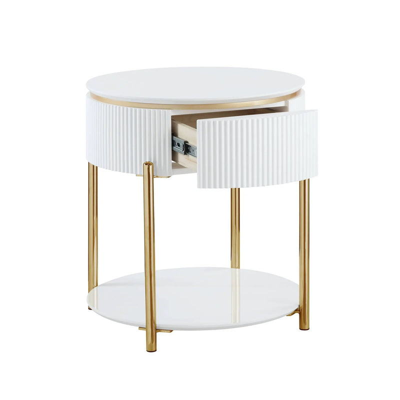 Daveigh - High Gloss End Table - Gold / White by HouseOfZazla