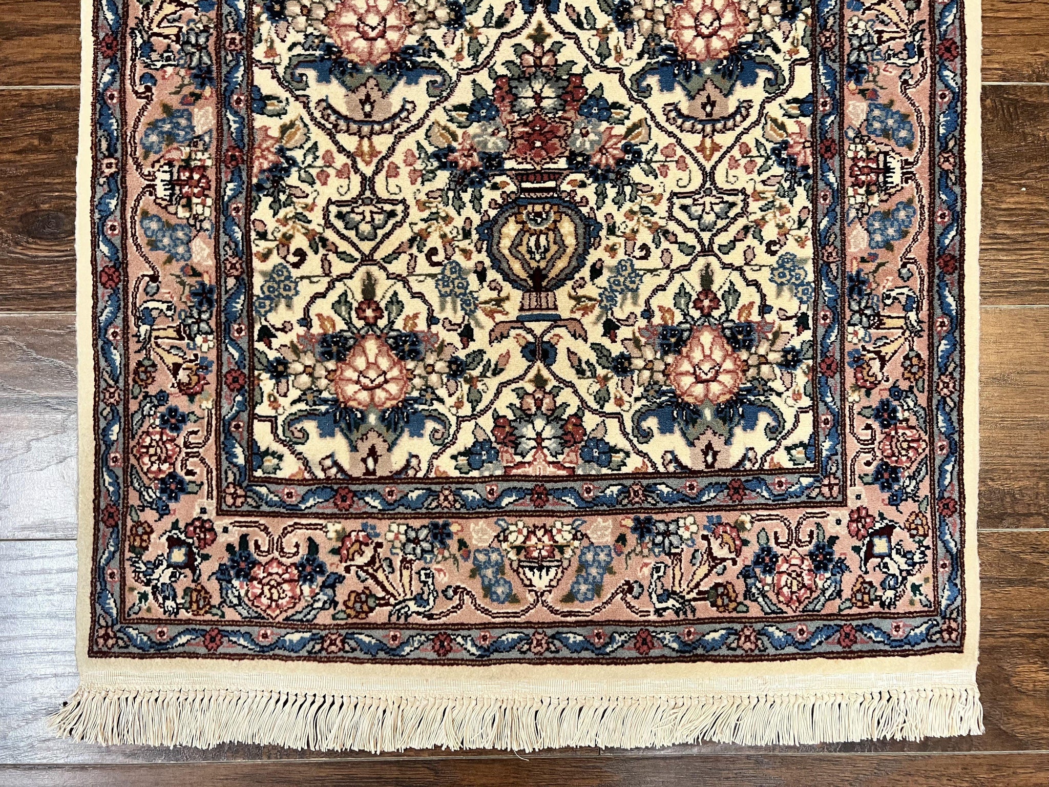 Sino Persian Runner Rug 2.8 x 14, Hand Knotted Vintage Oriental Hallway Rug, 14ft Runner, Cream, Floral, Wool by Jewel Rugs