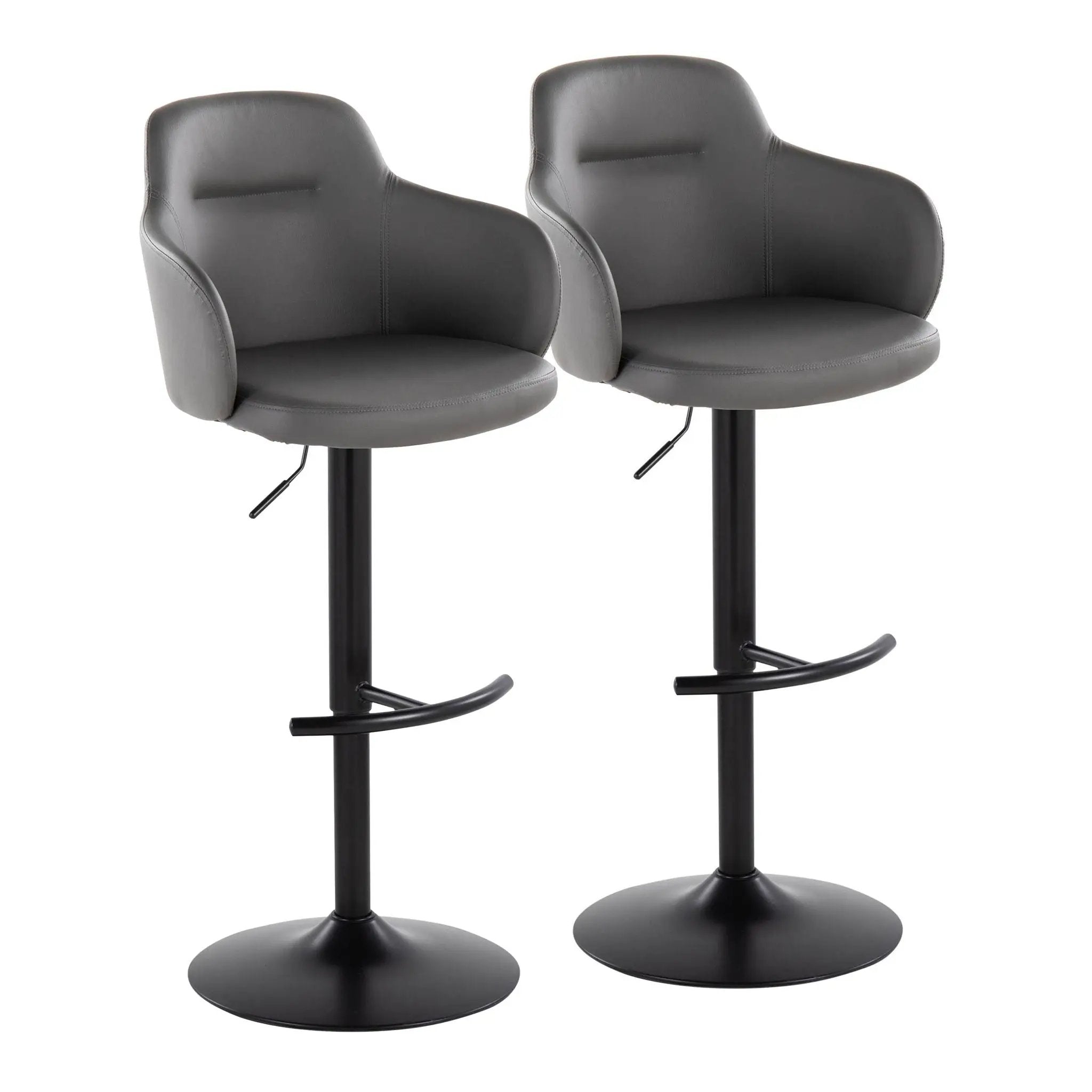Boyne - Contemporary Adjustable Barstool With Swivel With Rounded T Footrest (Set of 2) by HouseOfZazla