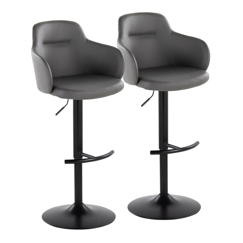 Boyne - Contemporary Adjustable Barstool With Swivel With Rounded T Footrest (Set of 2) by HouseOfZazla