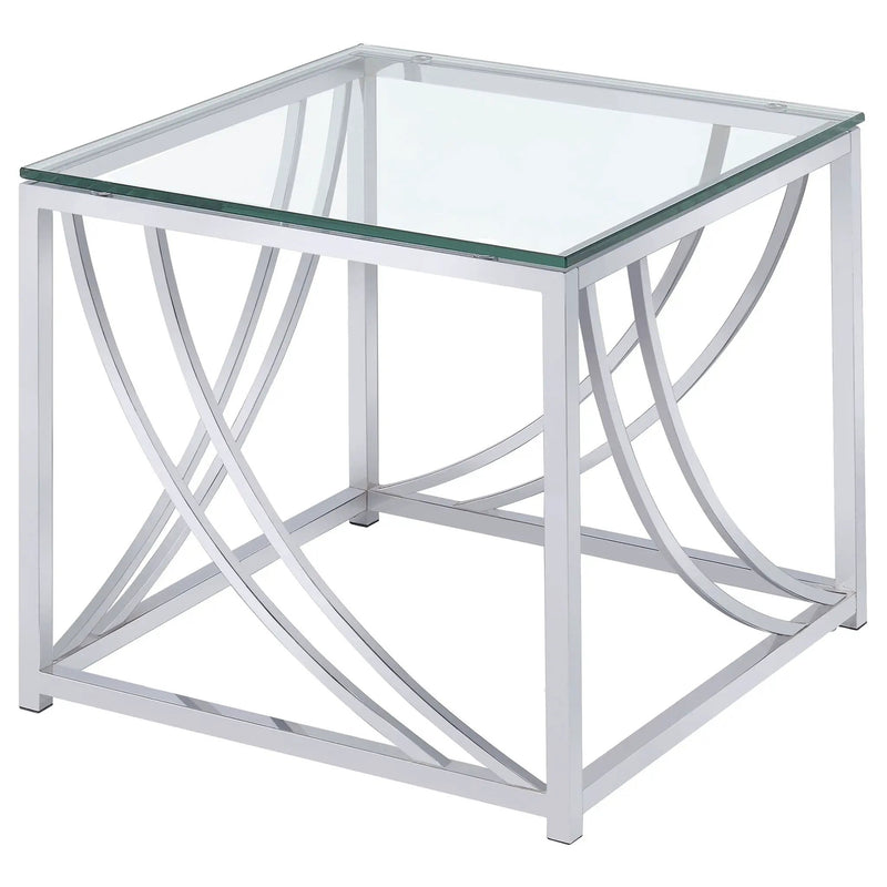 Lille Square Glass Top Side End Table Chrome by Unique Piece Furniture
