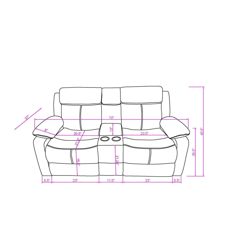 Blanche - Console Reclining Loveseat With LED Lights And Speakers by HouseOfZazla