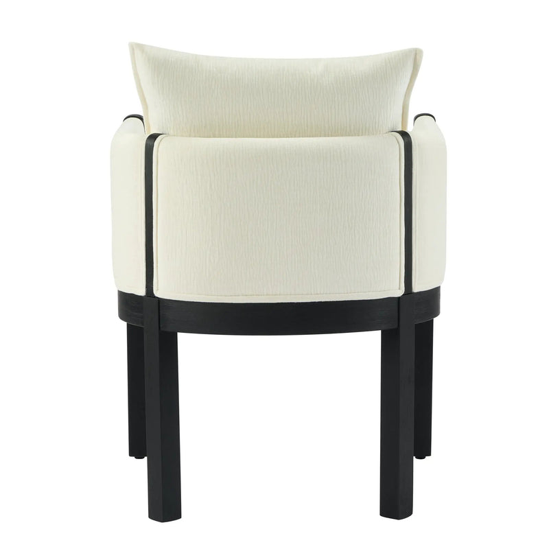 Linen Upholstered Armchair with Black Rubber Wood Legs by HouseOfZazla