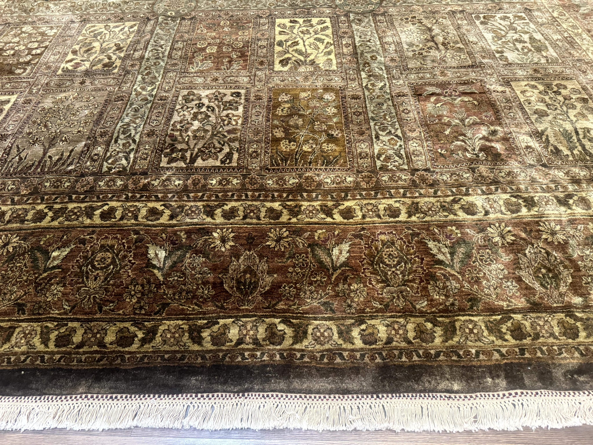 Large Indian Wool Rug 12x14, Wool Handmade Panel Design Carpet, Traditional, Palace Size by Jewel Rugs