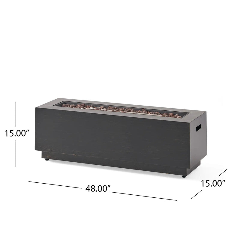 RECTANGULAT IRON FIRE PIT-50 000BTU WITH TANK HOLDER by HouseOfZazla