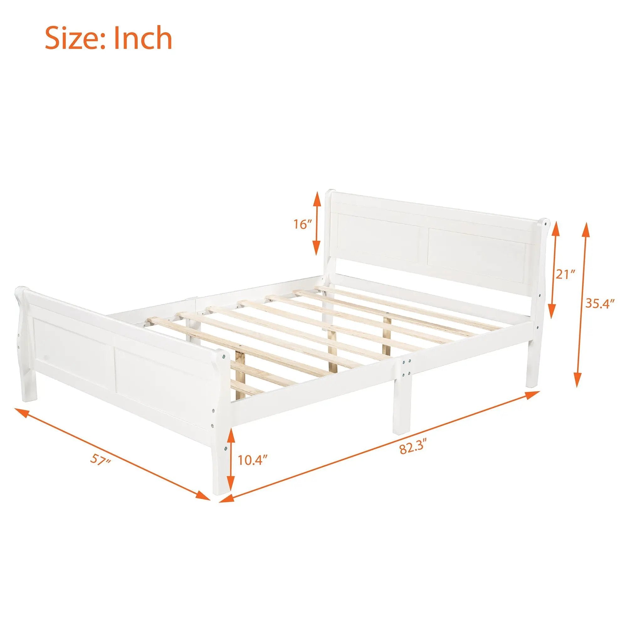 Platform Bed Frame Mattress Foundation Sleigh Bed With Headboard / Footboard / Wood Slat Suppor by HouseOfZazla