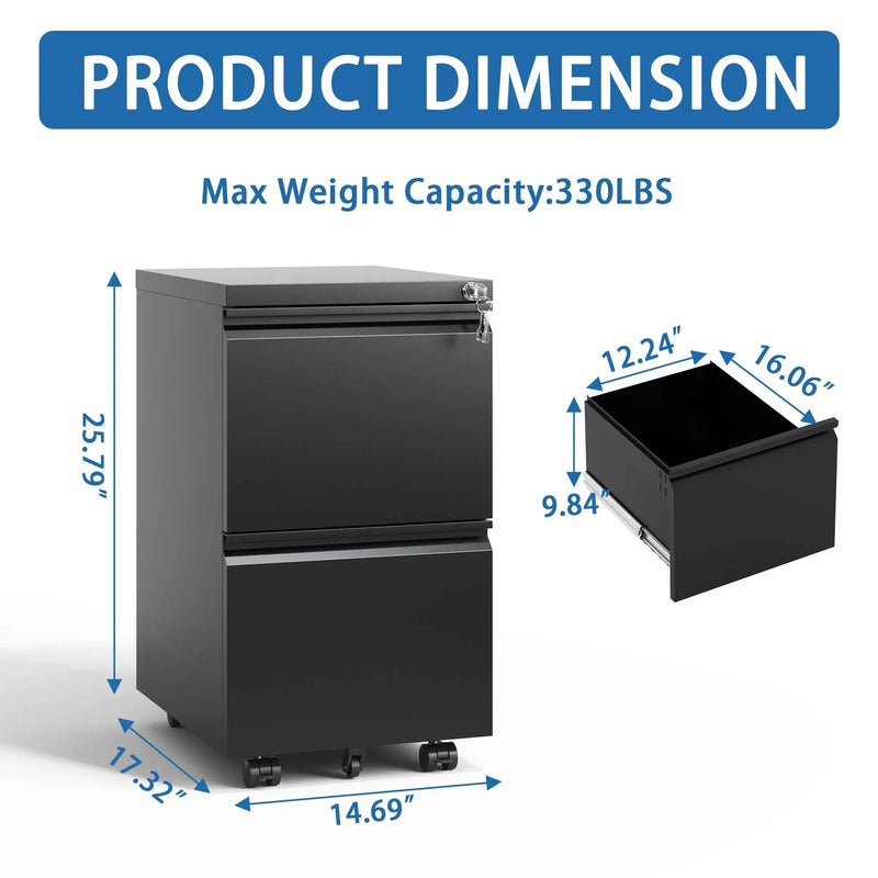 Metal Drawer Mobile File Cabinet With Lock For Home Office Organizer by Unique Piece Furniture