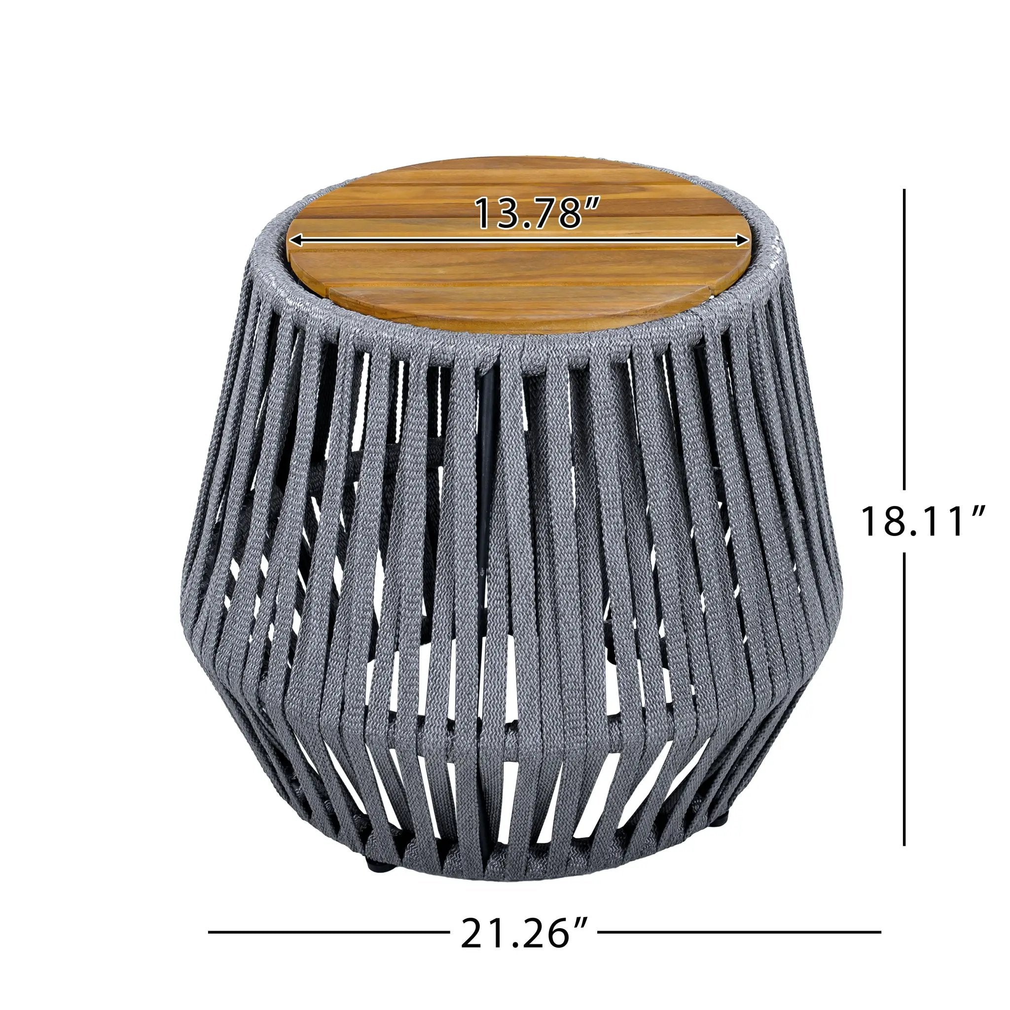 Outdoor Side Table with Rope and Acacia Wood by HouseOfZazla