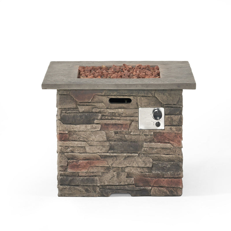 Classic Design Square Fire Pit With Top And 40,000 Btu Heat Output - Stone Gray by HouseOfZazla