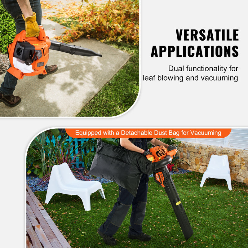 Leaf Blower, 26CC 2-Cycle Handheld with Vacuum and Collection Bag by HouseOfZazla