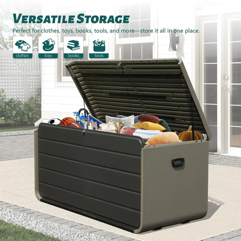 200 Gallon Plastic Deck Box with Lock and Waterproof Lid by HouseOfZazla