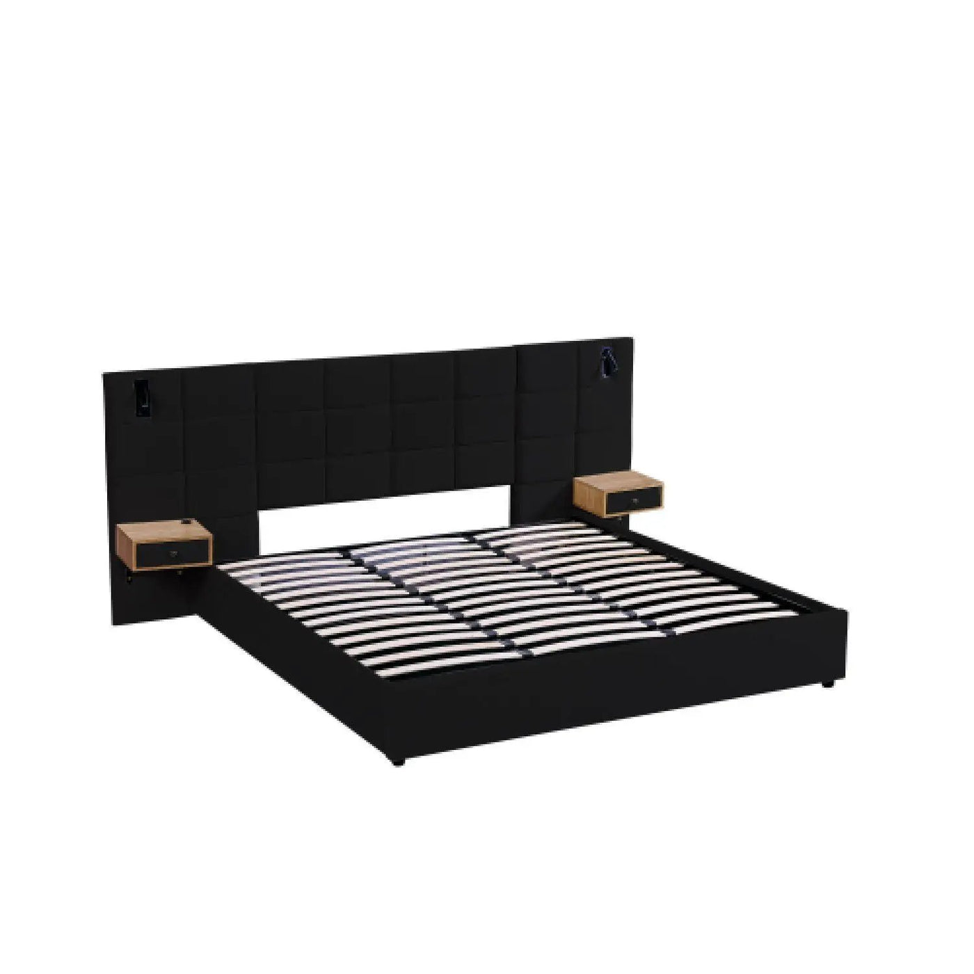 Upholstered Hydraulic Platform Bed With Storage Shelves, Reading Lamps, USB Port by Unique Piece Furniture