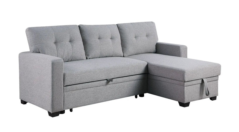 Upholstered Pull Out Sectional Sofa With Chaise by Unique Piece Furniture