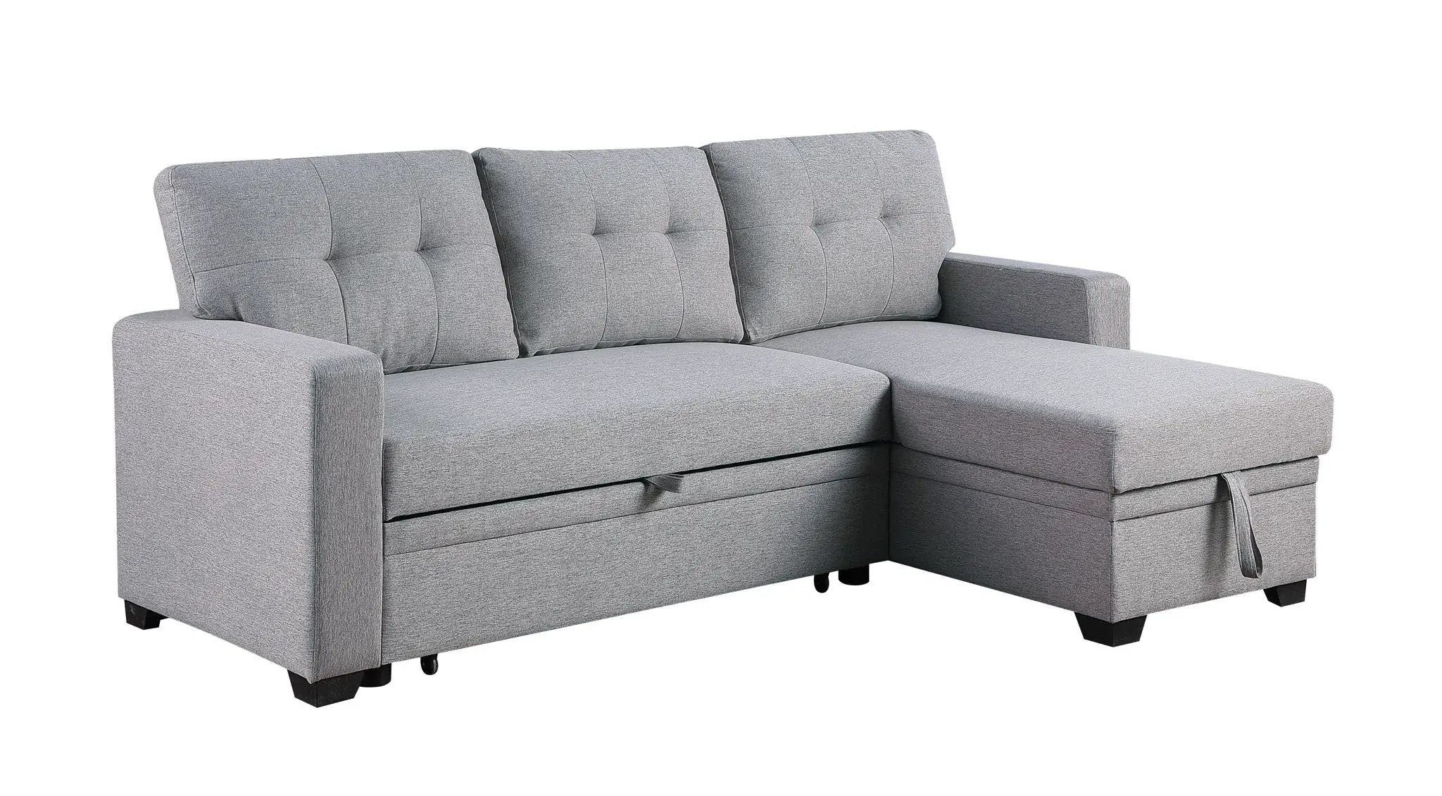 Upholstered Pull Out Sectional Sofa With Chaise by HouseOfZazla