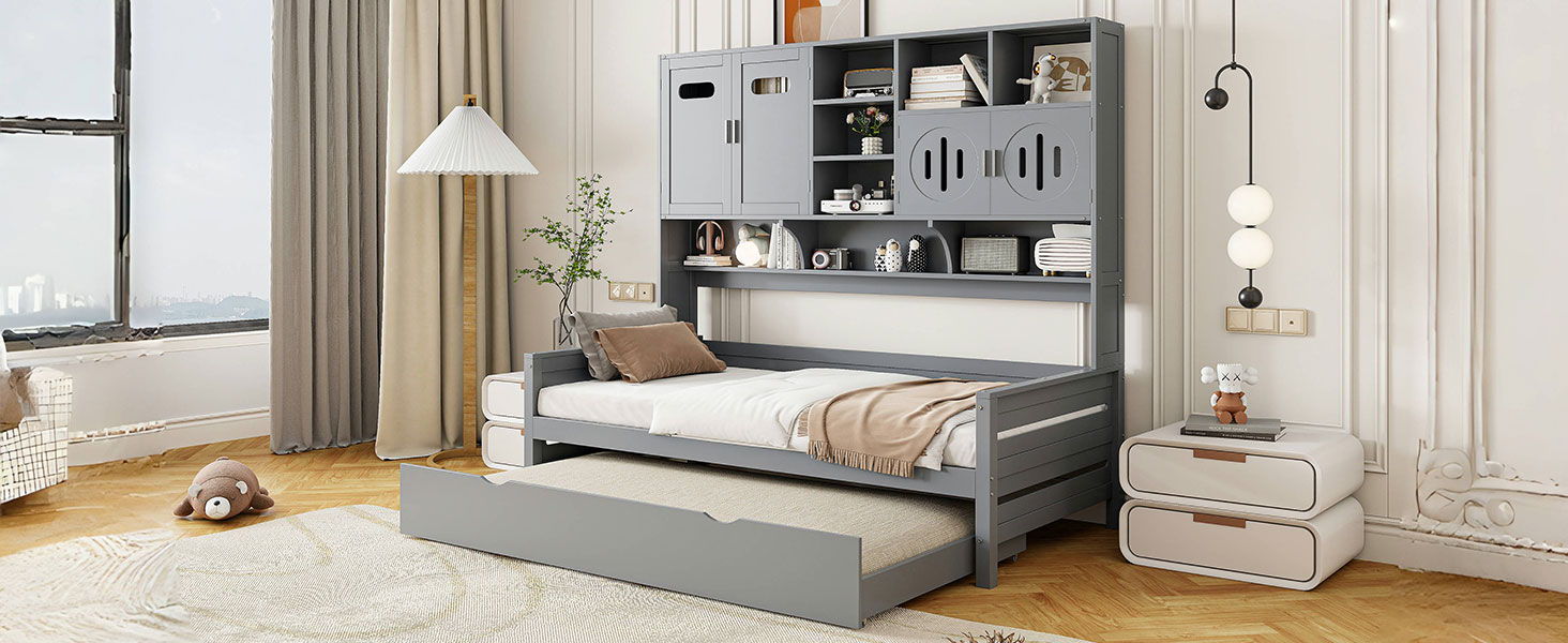 Daybed With All-In-One Cabinet And Shelf by HouseOfZazla