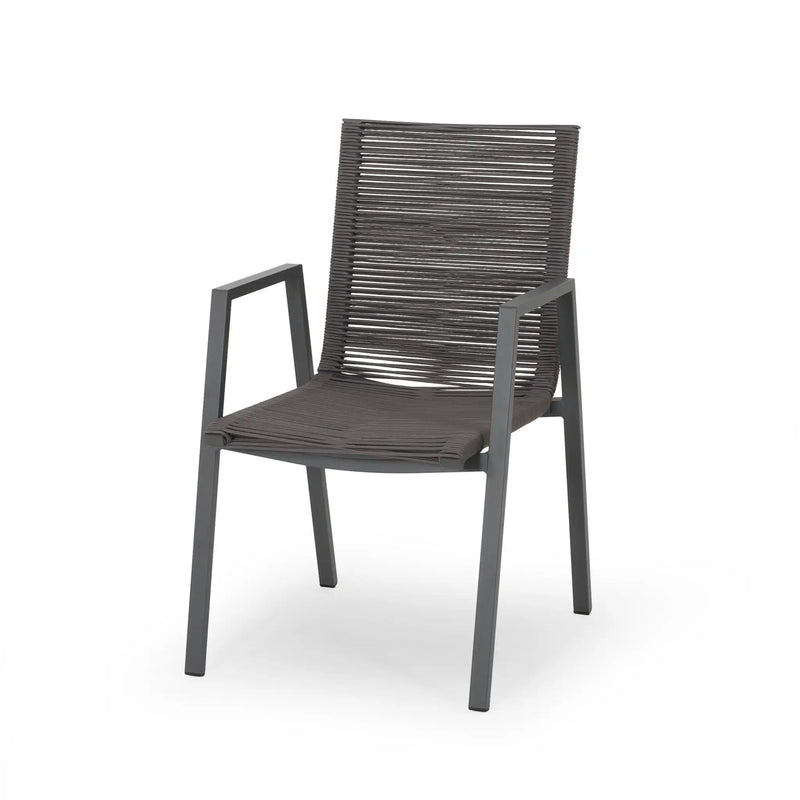 Outdoor Modern Aluminum Dining Chair Set With Rope Sea (Set of 2) by HouseOfZazla