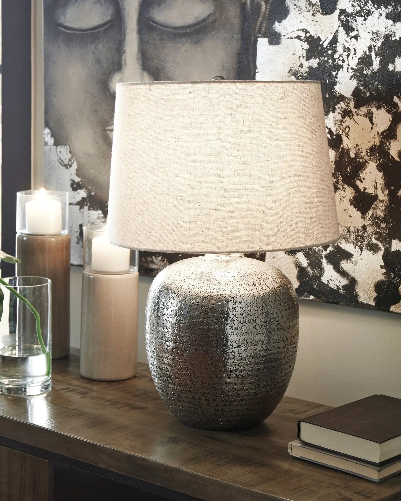 Magalie - Metal Table Lamp - Antique Silver Finish by Unique Piece Furniture