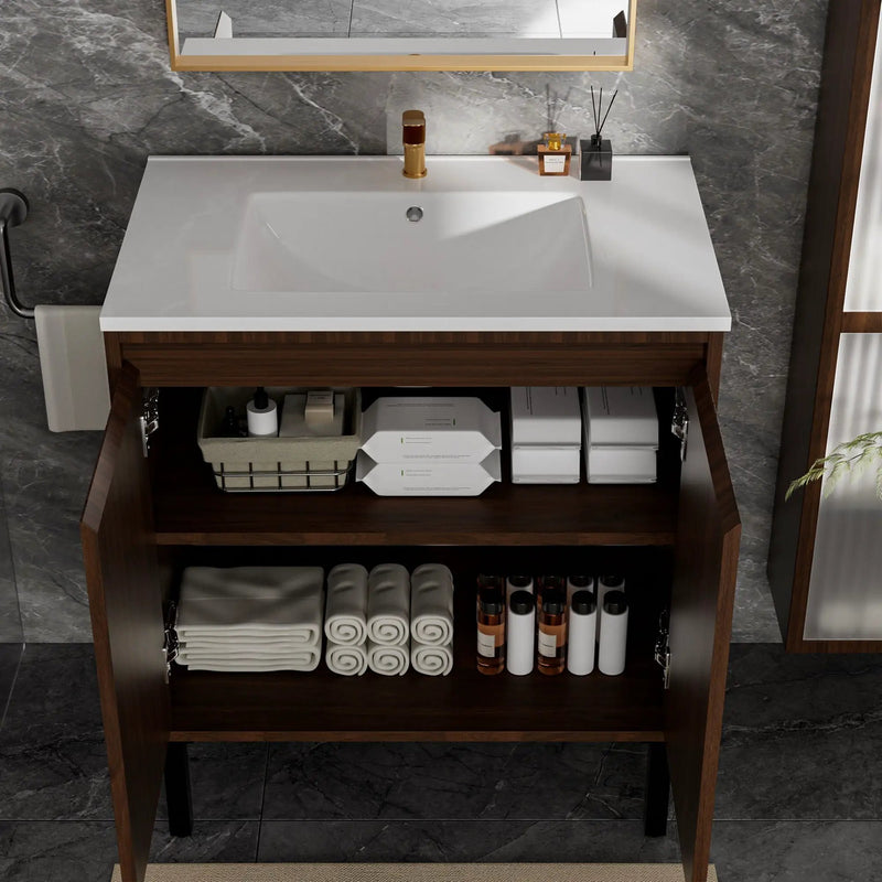Bathroom Vanity With Ceramic Sink, Floor-Standing Design, Soft-Closing Drawers by Unique Piece Furniture