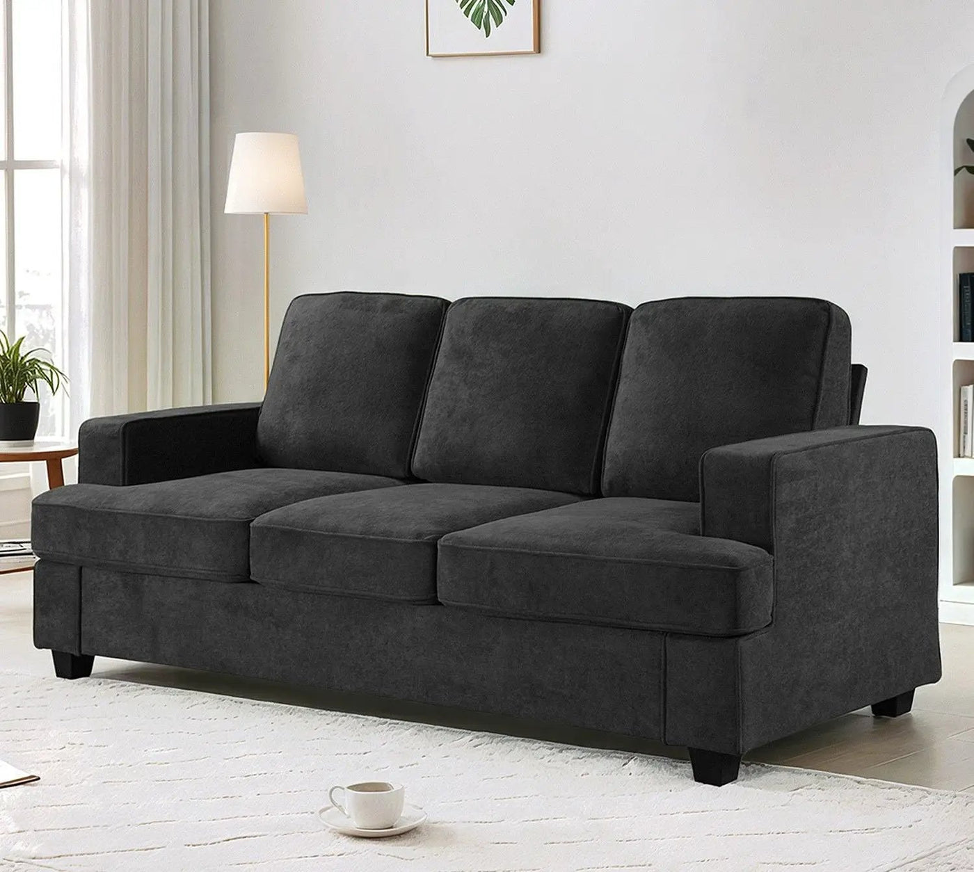 Modern Sofa, Comfortable 3 Seater Couch With Deep Seating, Loose Back Cushions, Wide Arms by Unique Piece Furniture