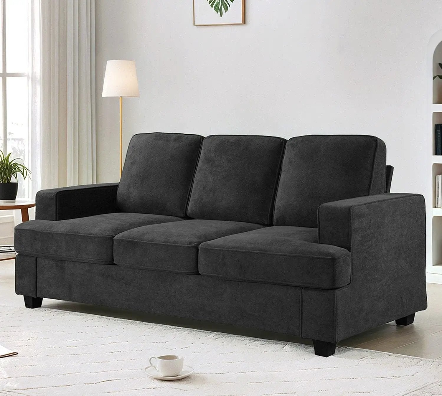 Modern Sofa, Comfortable 3 Seater Couch With Deep Seating, Loose Back Cushions, Wide Arms by Unique Piece Furniture