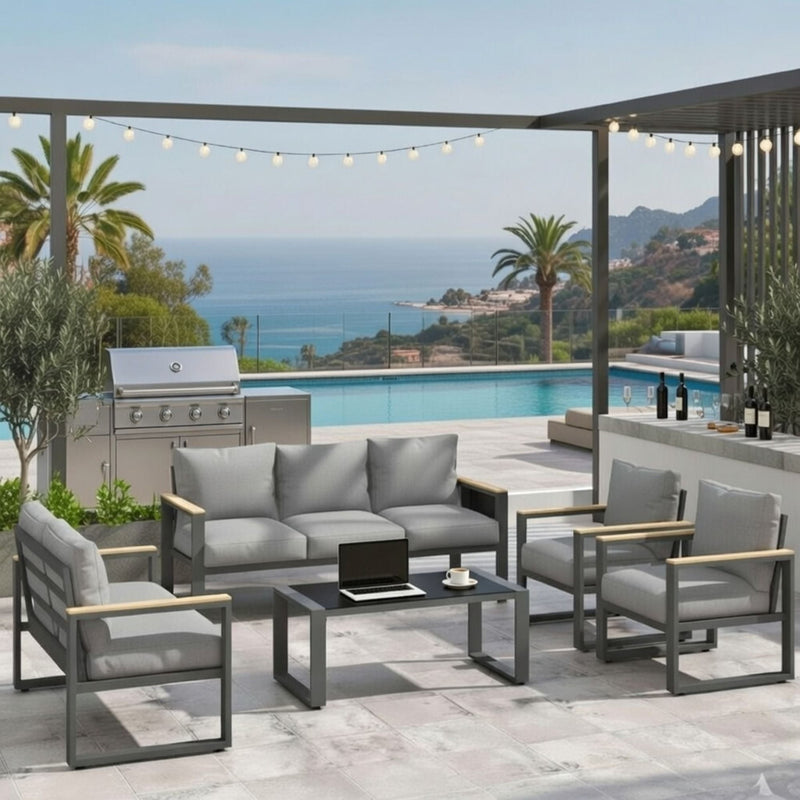 Modern Outdoor Sofa Set With Coffee Table by HouseOfZazla