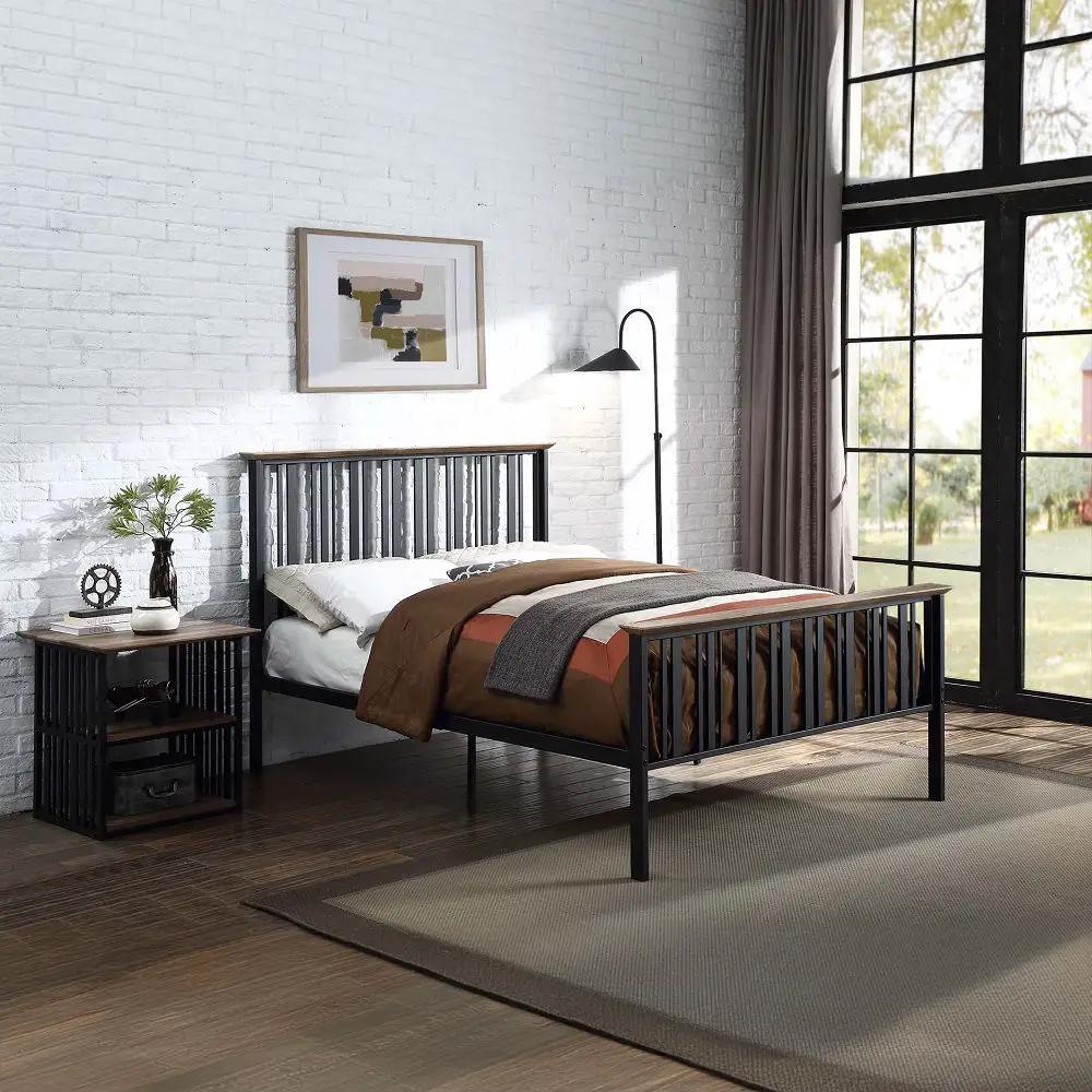Zudora - Full Bed - Antique Oak & Black by Unique Piece Furniture