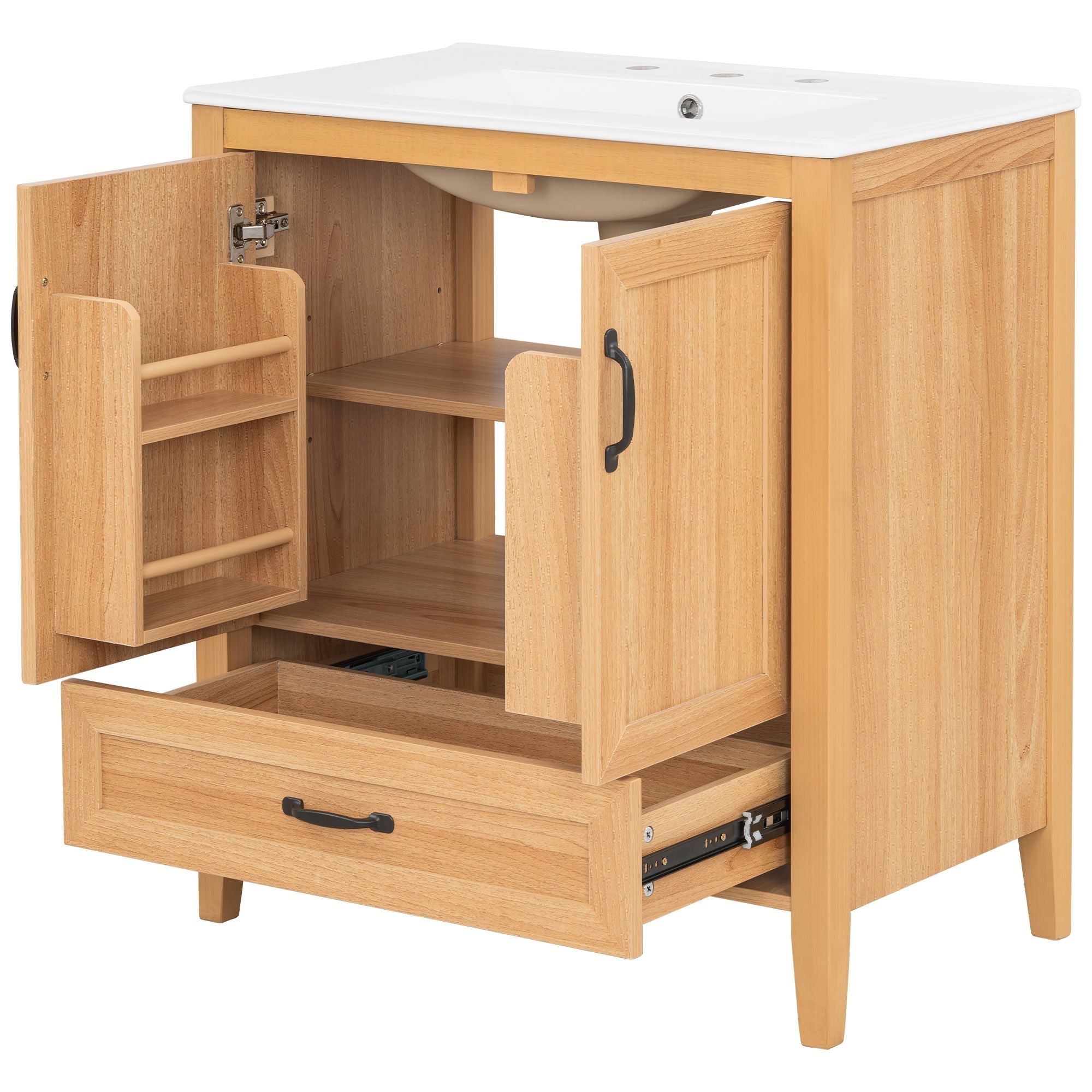 Elegant Fluted Bathroom Vanity With Sink, Soft Close Doors & Drawer by HouseOfZazla