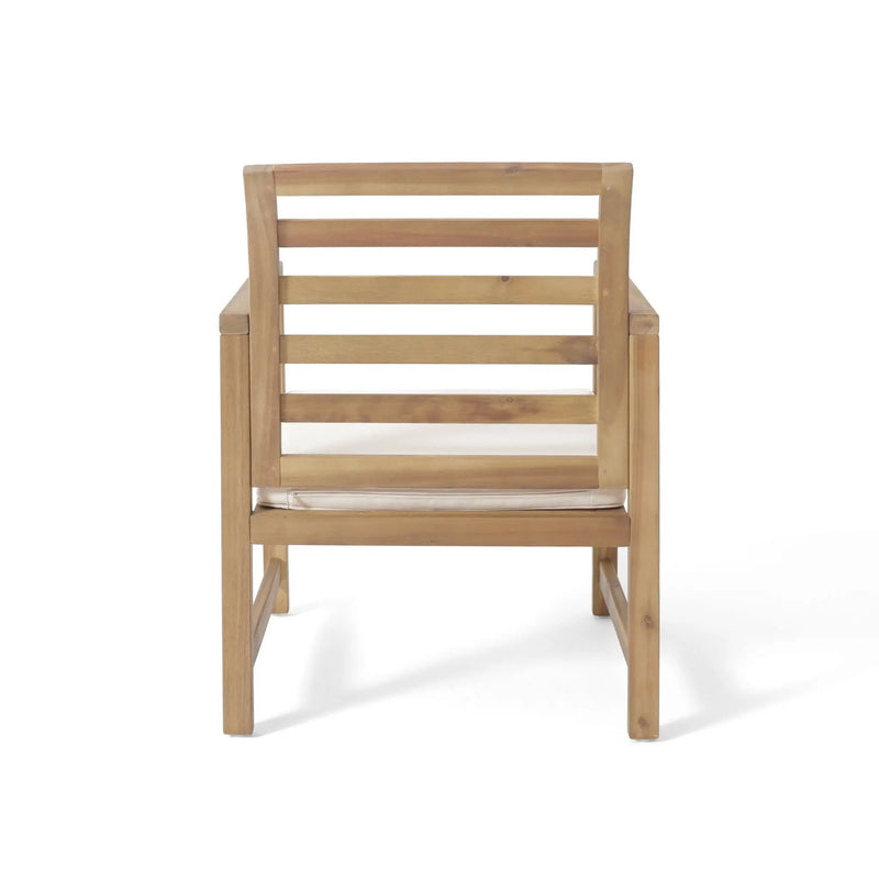 Outdoor Acacia Wood Club Chairs, 2-Piece Set - Natural Stained / White by HouseOfZazla