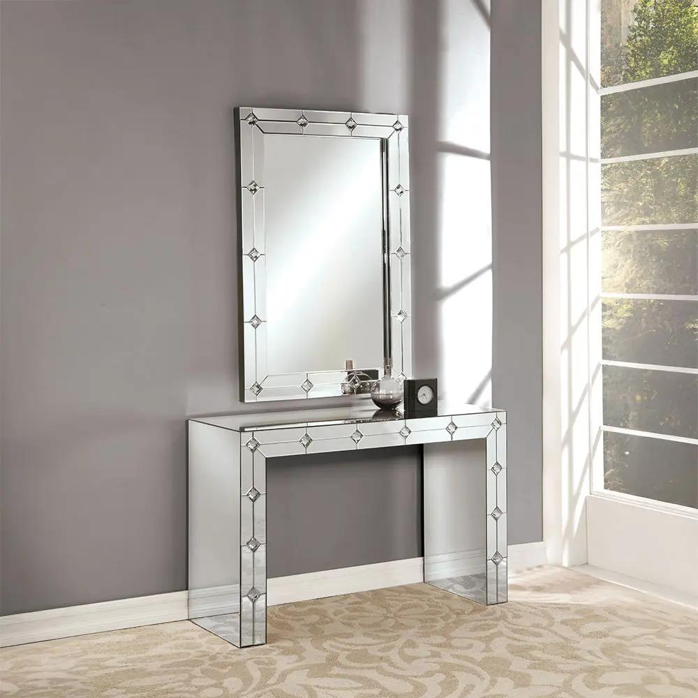 Hessa - Console Table - Mirrored & Faux Rhinestone by Unique Piece Furniture