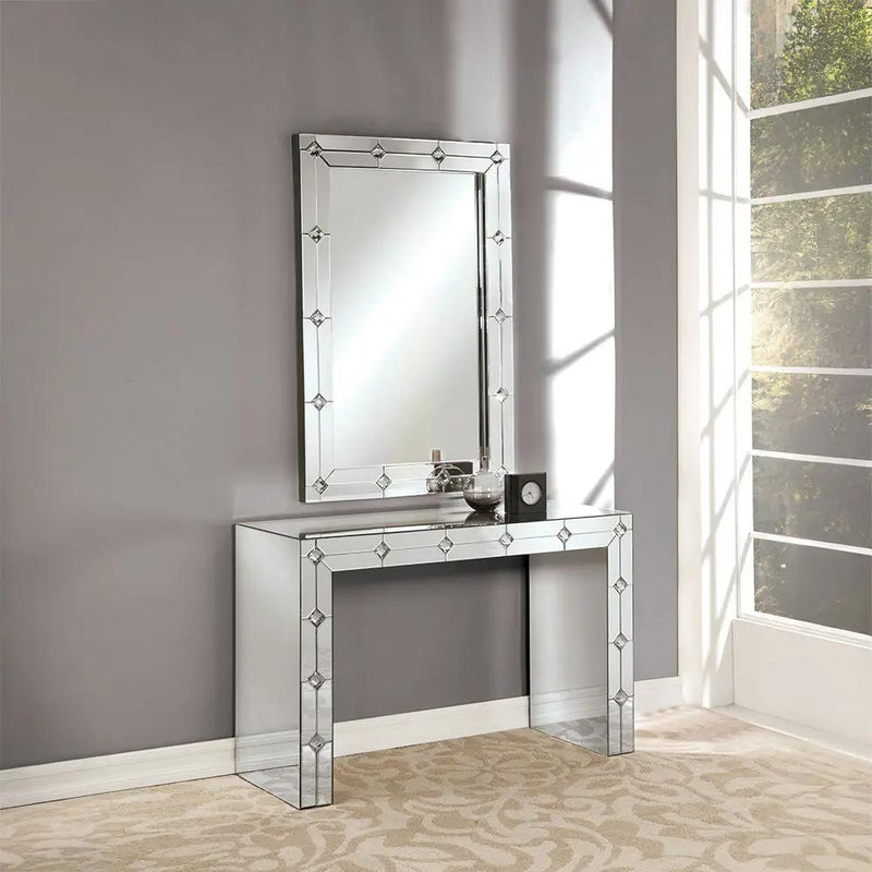 Hessa - Console Table - Mirrored & Faux Rhinestone by Unique Piece Furniture