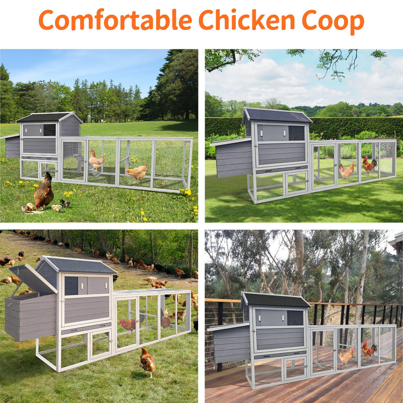 Gray Wooden Chicken Coop with Run and Nesting Box by HouseOfZazla