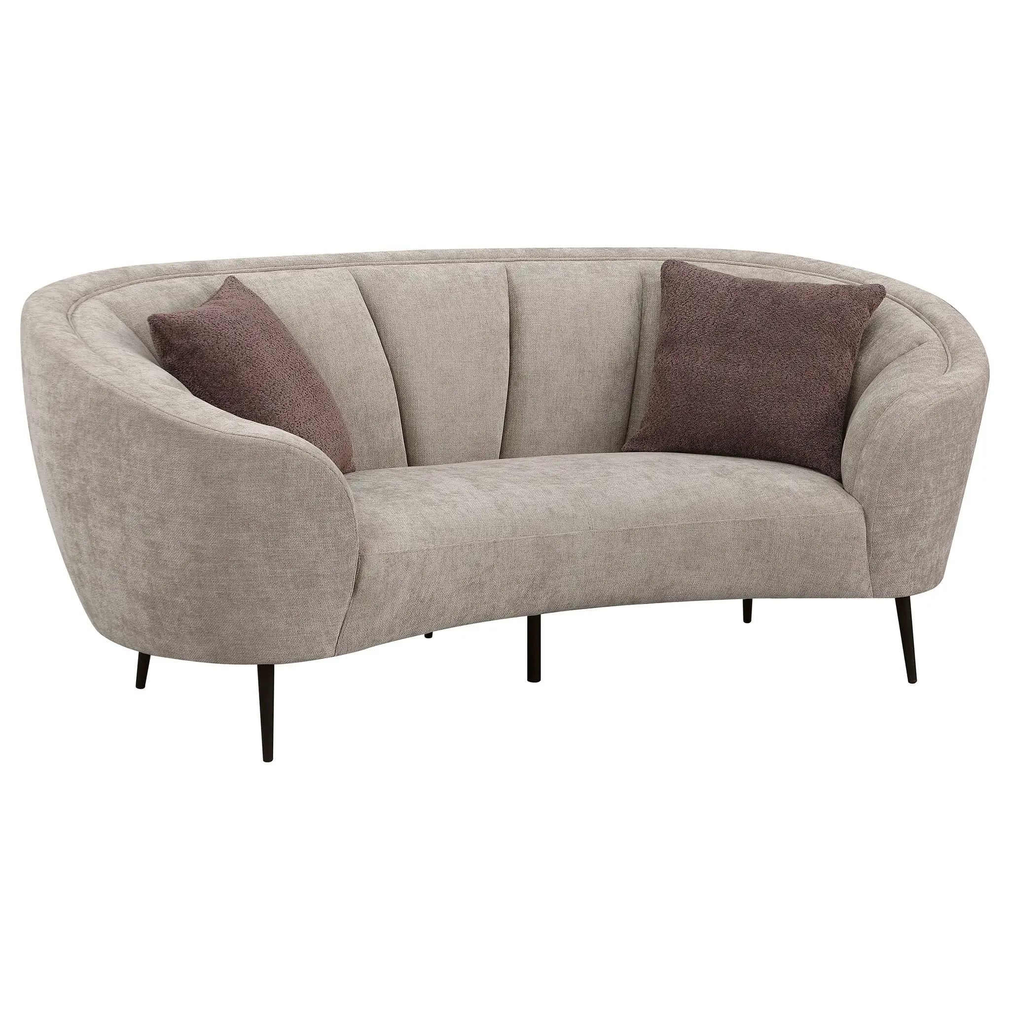 Ellorie Upholstered Channel Back Curved Loveseat Beige by Unique Piece Furniture
