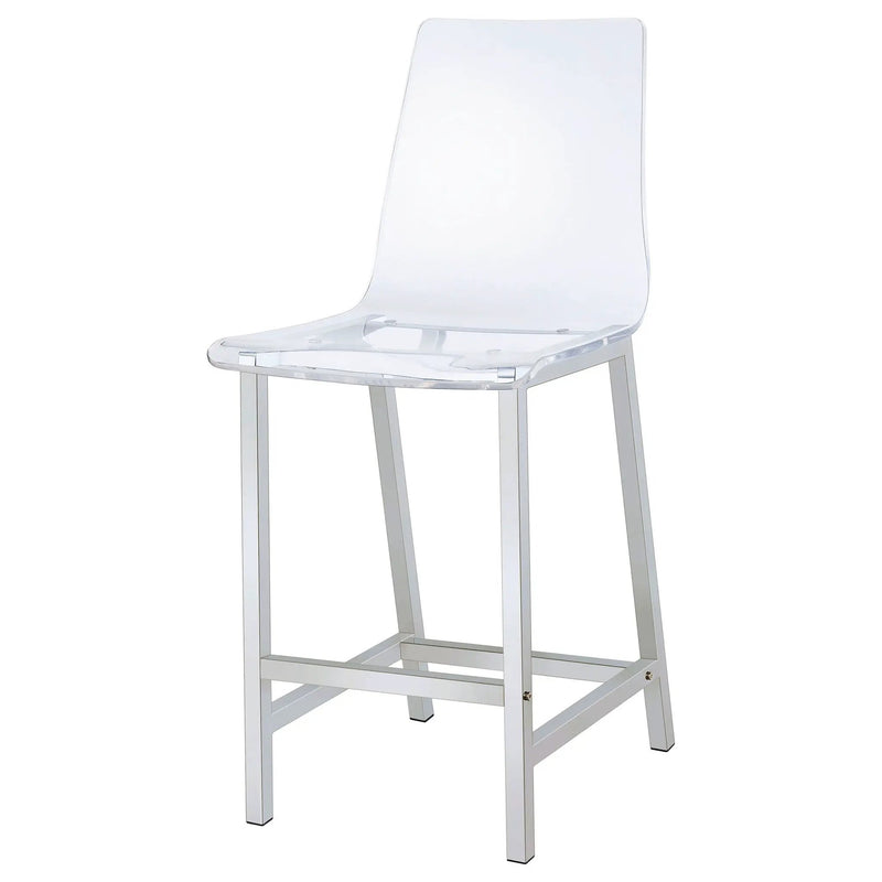 Juelia Clear Acrylic Counter Chair Chrome (Set of 2) by Unique Piece Furniture